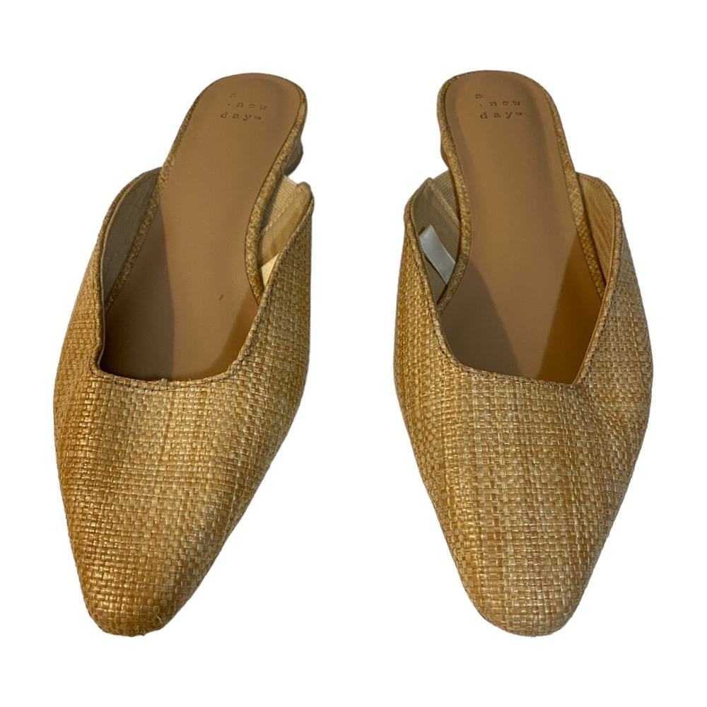 A New Day Women’s Size 8.5 Mandy Mules Tan Woven Braided - Picture 6 of 12